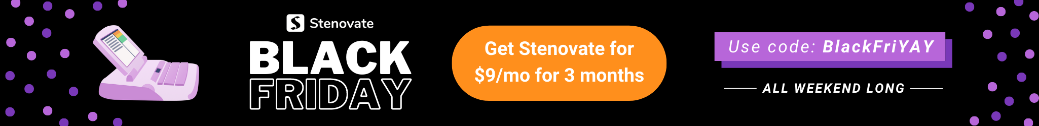 Steno - black friday - website banner Stenovate BlackFriday deal